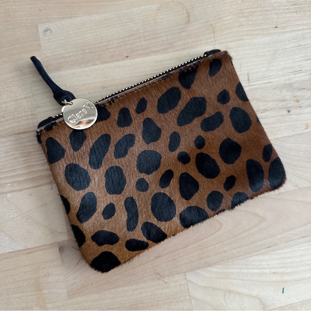 Clare V Leopard Coin Clutch